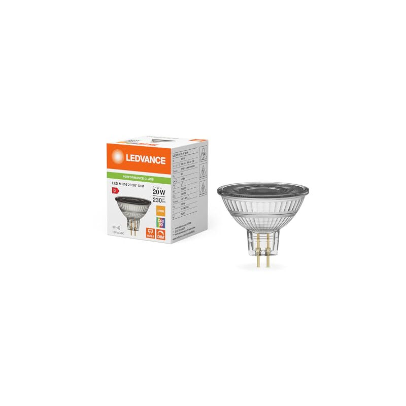 Performance spot led réflecteur GU5.3 MR16 3.4W 230LM 36D - 927 blanc très chaud meilleur rendu des couleurs - dimmab - Ledvance