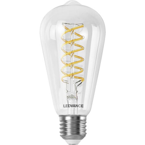 LEDVANCE SMART+ WIFI LED-Lampe, Weißglas, 8W, 806lm, Edison-Form mit 64mm  Durchmesser & E27-Sockel, regulierbares Weißlicht (2700-6500K), dimmbar,  App- oder Sprachsteuerung, 15.000 Stunden Lebensdauer