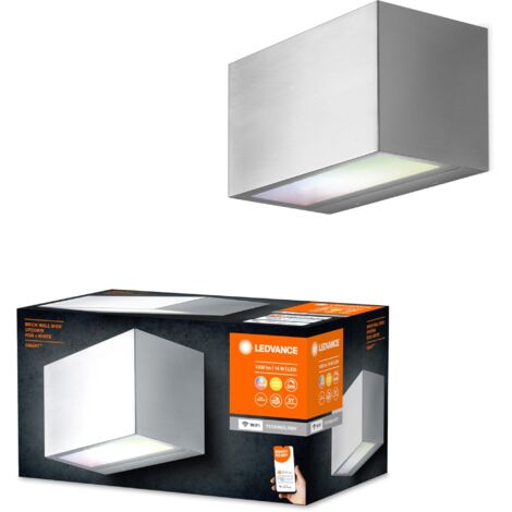 LEDVANCE SMART+ WI-FI BRICK ST RGBW 14.5cm - applique a LED dimmerabili grigio scuro con alloggiamento in acciaio inossidabile di alta qualità, quadrato, controllo colore RGB, 14 W, 3000K, 600lm, IP44