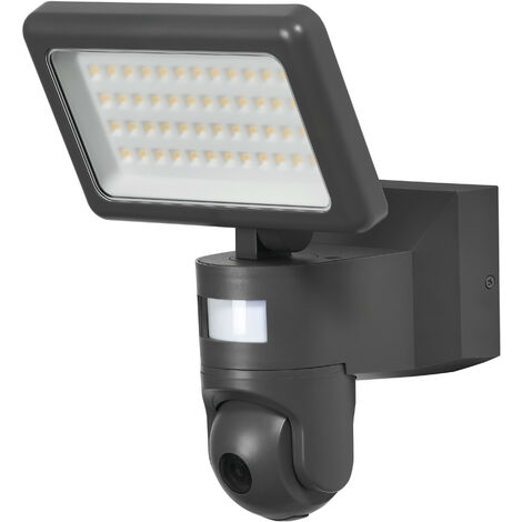 LEDVANCE SMART+ WIFI FLOOD AUTO CAM 20cm - Projecteur LED avec détecteur de mouvement et de lumière du jour, caméra HD, télécommande intégrée, fonction alarme, 23 W, 3000 K, 2000 lumen, IP 44