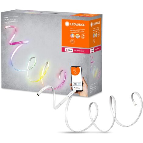 LEDVANCE Strisce LED flessibili per uso interno con tecnologia Zigbee, 11Watt, 700lumen, RGBW, durata fino a 20000h, controllabile tramite app, 2000K, protezione IP20, confezione da 4 pz