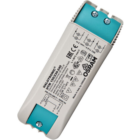 Ledvance – Transformateur électronique Halotronic HTM 150 230-240V – 12V AC – Puissance 150W – Protection IP20 – Dimmable pour lampes halogènes et LED