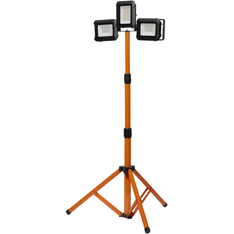 Worklight led Tripod - lampe de travail avec trépied, projecteur central de 30W et deux spots détachables rechargeables de 5W, IP54, 3280 lumen,