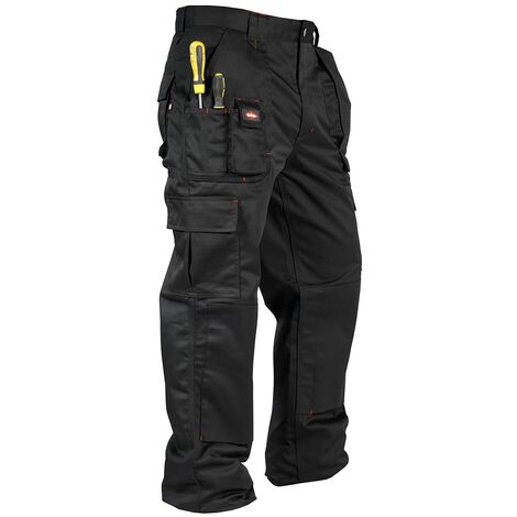 Lee Cooper LCPNT206 Abbigliamento da lavoro Uomo Tasche multiple di facile manutenzione Tasche per ginocchiere di sicurezza Pantaloni cargo da lavoro, Nero, 34W / 31L