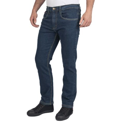 Lee Cooper LCPNT219 Jeans da lavoro da uomo in denim elasticizzato 5 tasche con lavaggio, Blu Navy, 30W / 33L