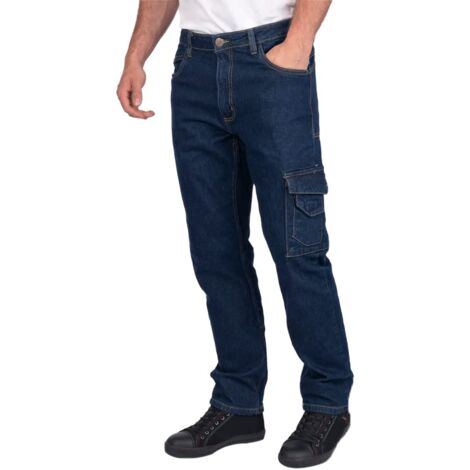 Lee Cooper LCPNT239 Abbigliamento da lavoro da uomo Sicurezza Jeans in denim elasticizzato da carpentiere Pantaloni da lavoro, Azzurro, 38W / 31L