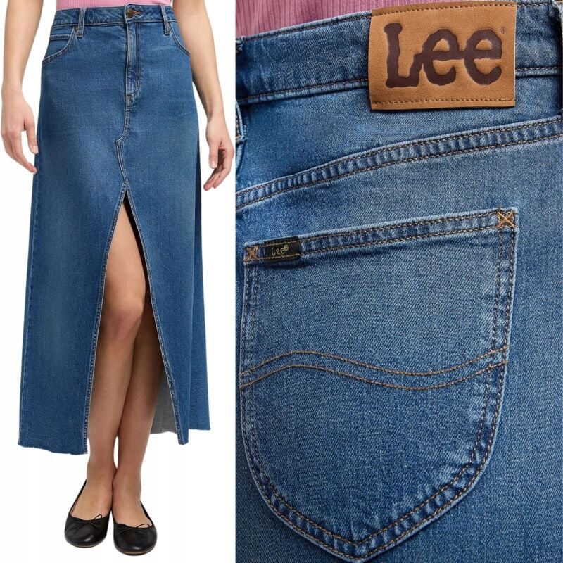 Image of Lee GONNA LUNGA Cascade GONNA LUNGA IN DENIM CON SPACCO FRONTALE W27