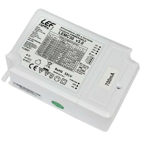 Lef alimentatore driver led multicorrente costante 250÷700ma 42w dimmerabile con pulsante 1-10v potenziometro lemc30