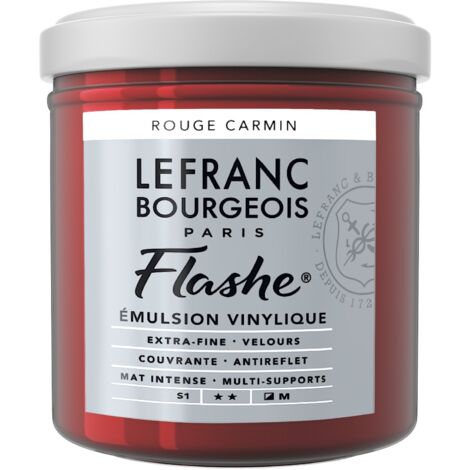 Lefranc Bourgeois Flashe 300491 - Pittura acrilica e vinile, resistente alla luce e all'invecchiamento, opaca, per interni ed esterni, vasetto da 125 ml, rosso carminio