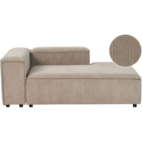 Left-Hand Chaise Lounge ARDAL Corduroy Light Brown