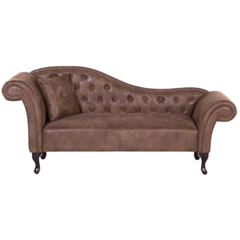 Left-Hand Chaise Lounge LATTES Faux Suede Light Brown