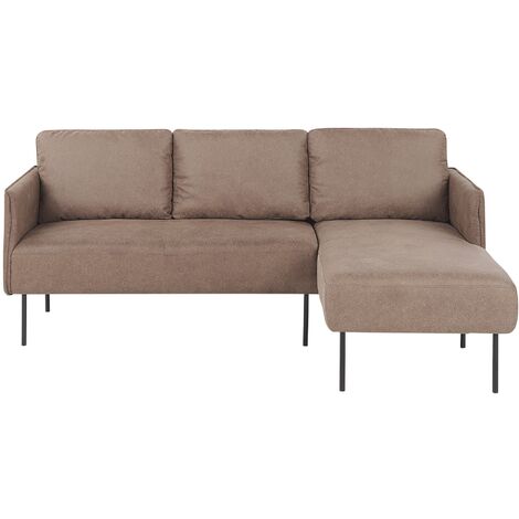 Left Hand Fabric Corner Sofa Brown VERRAN