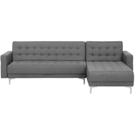 Left Hand Fabric Corner Sofa Grey ABERDEEN