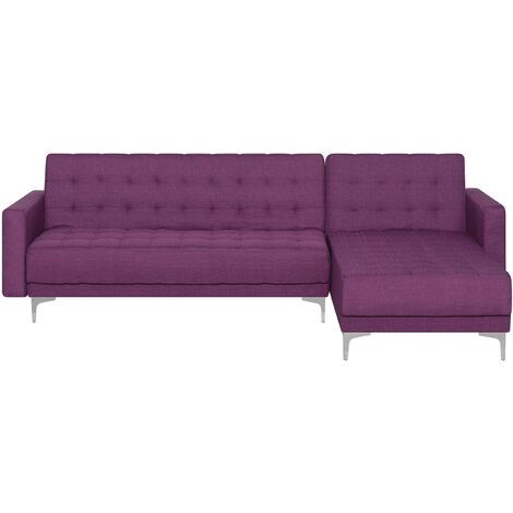 Left Hand Fabric Corner Sofa Purple ABERDEEN