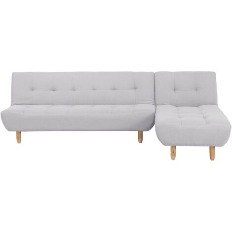 Left Hand Modular Corner Sofa Bed 3 Seater Chaise Longue Reclining Light Grey Alsten - Grey