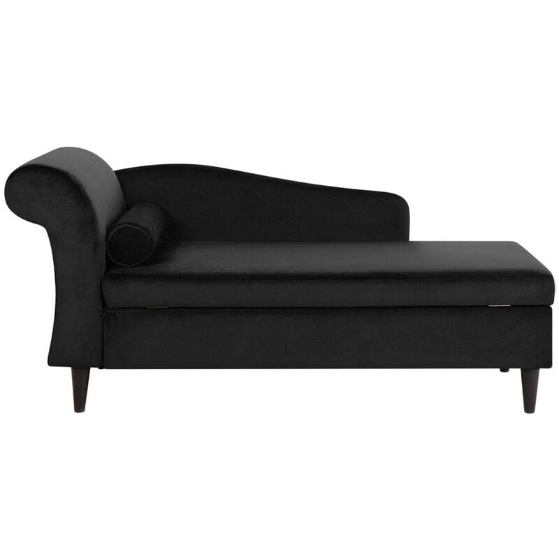 Living Room Left Hand Velvet Chaise Lounge with Storage Black Luiro