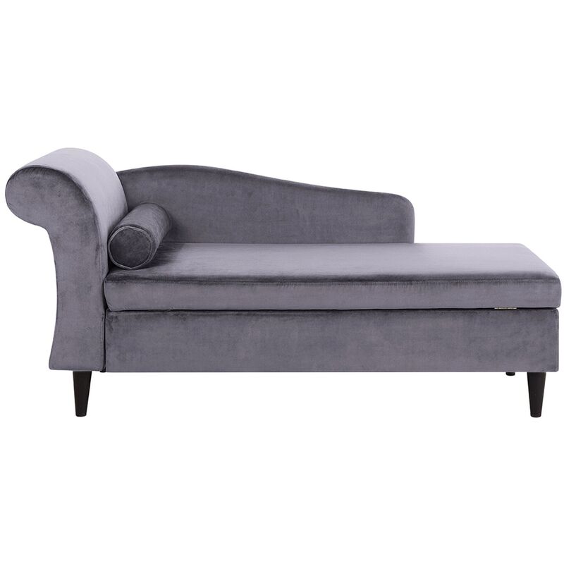 Living Room Left Hand Velvet Chaise Lounge with Storage Dark Grey Luiro