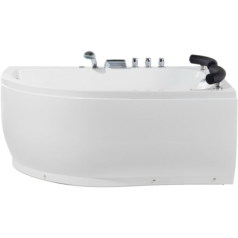 Beliani - Sanitary Acrylic Corner Bathtub led Lights Massage Left White Paradiso