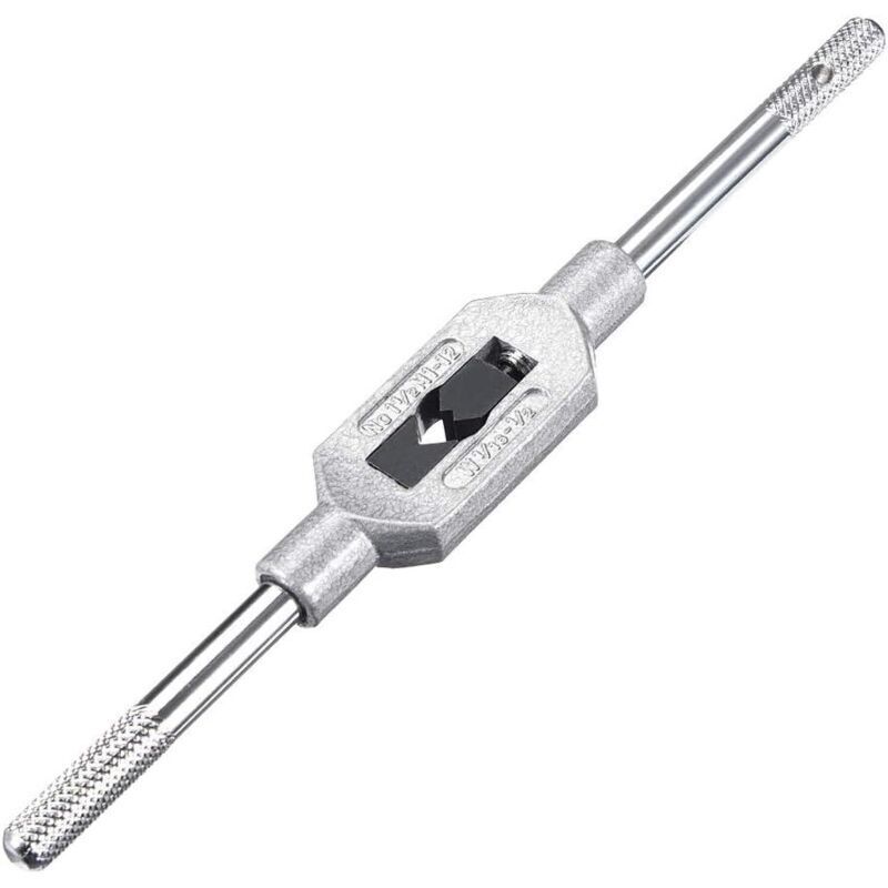 Left-Handed Adjustable Tap Wrench Handle for Metric M1-M12 W1/16-1/2 Tap Cutter Wrench Tool Steel Handle with Chrome Plated