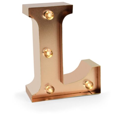 Legami - Mini Lettera Decorativa Luminosa, Gancio Posteriore per Appendere la Lettera al Muro, Tasto ON/off, 3 Batterie già Incluse, Luce Color Bianco Caldo, Lettera L