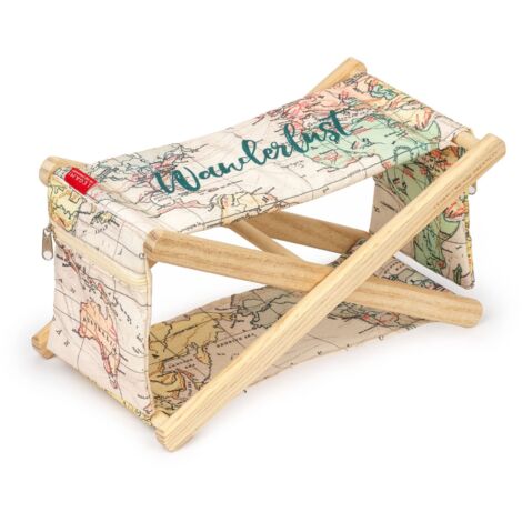 Legami - Poggiatesta in Legno, con Cuscino imbottito, 2 Taschine con Cerniera laterali, da usare in Spiaggia o in Piscina, 25,5x17 cm, Tema Travel, Unica