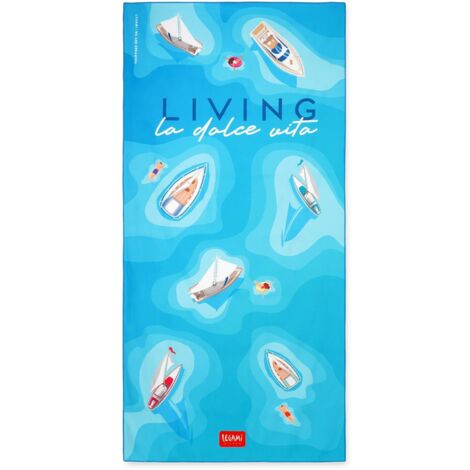 Legami - Telo Mare Leggero, Telo Mare in Microfibra, Salvietta da Spiaggia Compatta, Antisabbia, Asciugatura Rapida, Ultra Assorbente, Asciugamano Salvaspazio, 85 x 180 cm, Dolce Vita