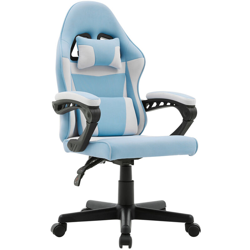 legend - fauteuil de bureau enfant en tissu blanc et bleu