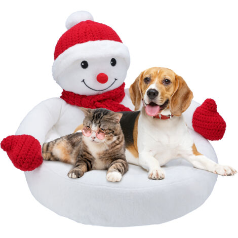 LEGGENDA per CANE GATTO Animale natalizio morbido CUSCINO ampio PUPAZZO DI NEVE