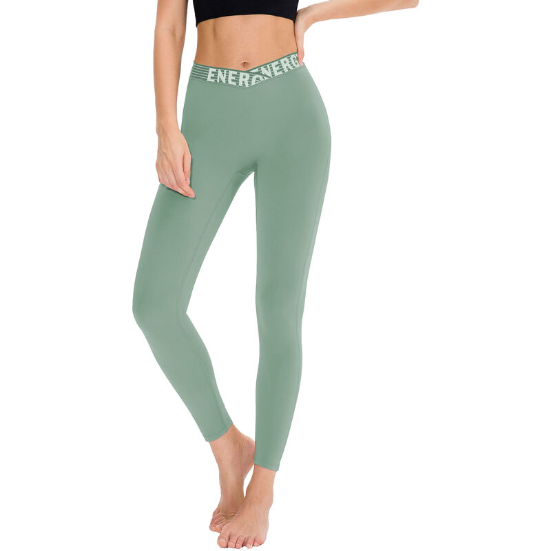 

Legging de entrenamiento para mujer, estampado de letras, secado rapido, cintura alta, control de abdomen, deporte, correr, pantalones de yoga,Verde,