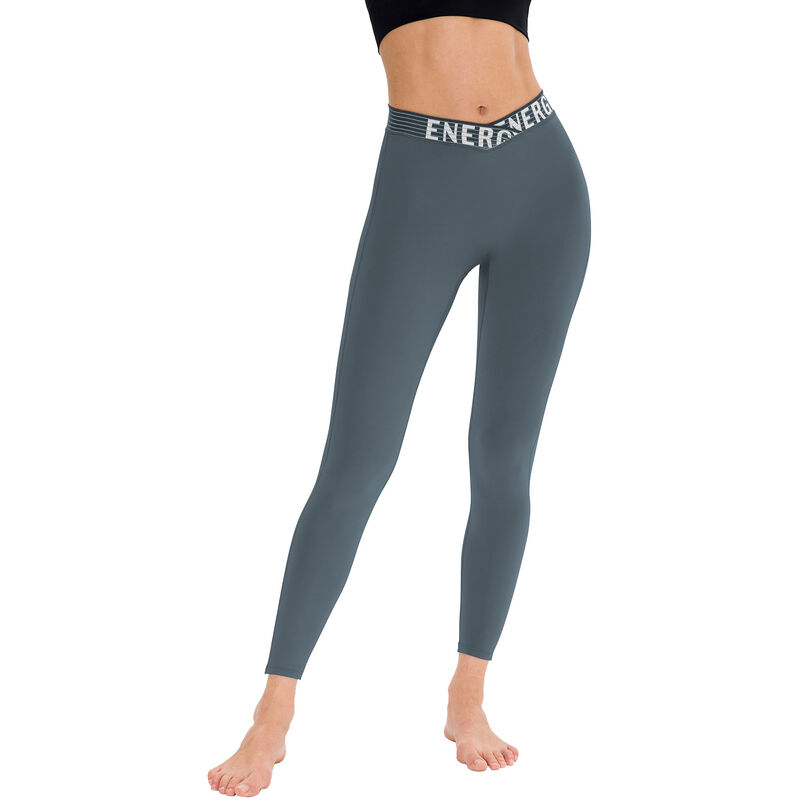 

Legging de entrenamiento para mujer, estampado de letras, secado rapido, cintura alta, control de abdomen, deporte, correr, pantalones de yoga,Gris,