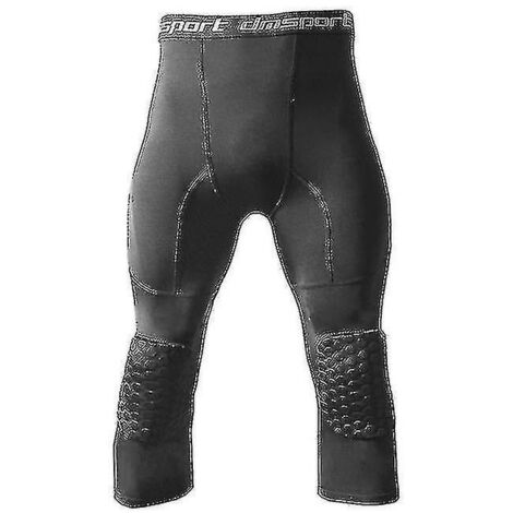 Leggings de basketball pour homme avec genouillères, pantalon de compression 3/4, pantalon de survêtement - XL - noir