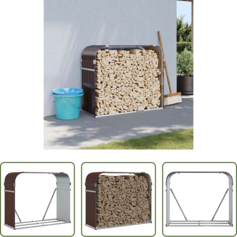 Legna da ardere -  Portaceppi Marrone 120x45x100 cm in Acciaio Zincato