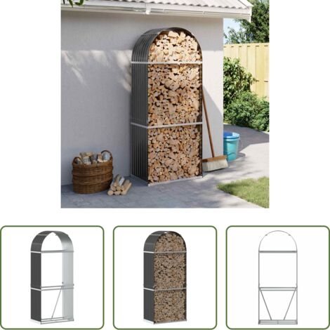 Legna da ardere -  Portalegna Antracite 80x45x190 cm Acciaio Zincato