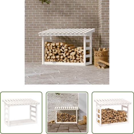 Legna da ardere -  Portalegna Bianco 108x64,5x78 cm in Legno Massello di Pino