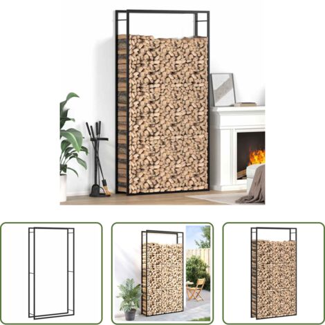 Legna da ardere -  Portalegna Nero Opaco 110x28x214 cm in Acciaio