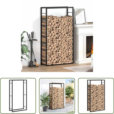 Legna da ardere -  Portalegna Nero Opaco 80x28x154 cm Acciaio