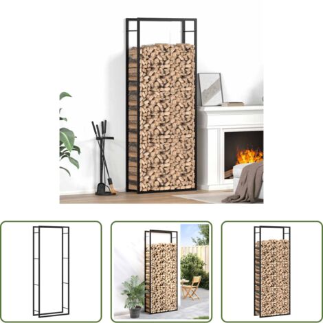 Legna da ardere -  Portalegna Nero Opaco 80x28x222 cm Acciaio