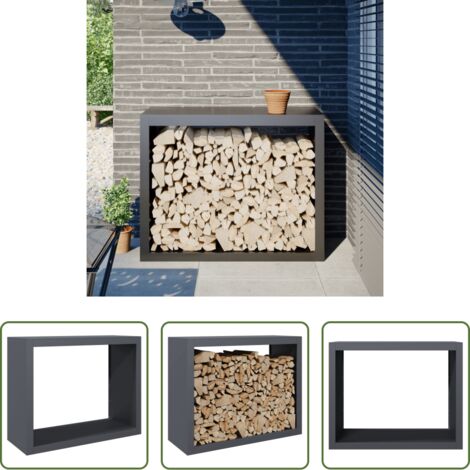 Legna da ardere -  Rastrelliera per Legna da Ardere Antracite 100x40x80 cm Acciaio