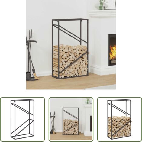 Legna da ardere -  Rastrelliera per Legna da Ardere Nera 60x25x100 cm