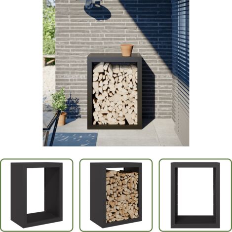 Legna da ardere -  Rastrelliera per Legna da Ardere Nera 60x40x80 cm in Acciaio