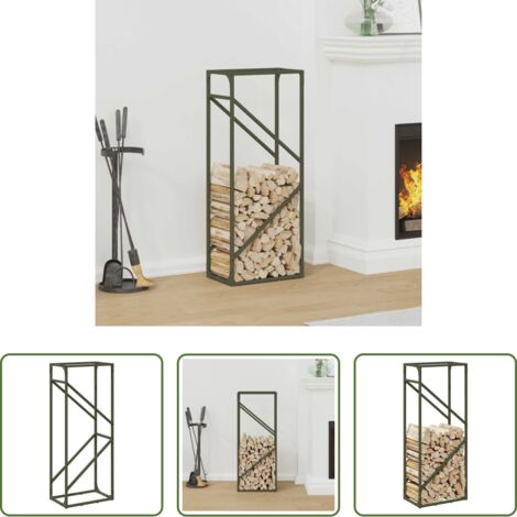 Legna da ardere -  Rastrelliera per Legna da Ardere Verde Oliva 40x25x100 cm
