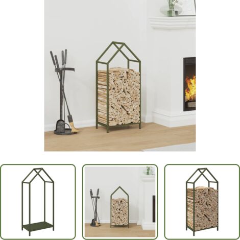 Legna da ardere -  Rastrelliera per Legna da Ardere Verde Oliva 40x25x90 cm