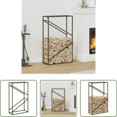Legna da ardere -  Rastrelliera per Legna da Ardere Verde Oliva 60x25x100 cm