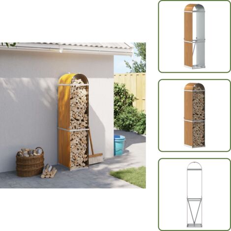 Legna da ardere - vidaXL Portaceppi Effetto Legno 40x45x170 cm in Acciaio Zincato - Portalegna all'aperto