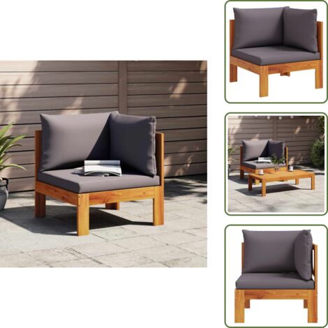 Legno acacia - vidaXL Divano Angolare Giardino con Cuscini Legno Massello di Acacia - Seduta esterna