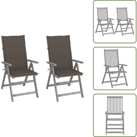 Legno acacia - vidaXL Sedie da Giardino Reclinabili 2pz con Cuscini Massello Acacia - Sedie con cuscino