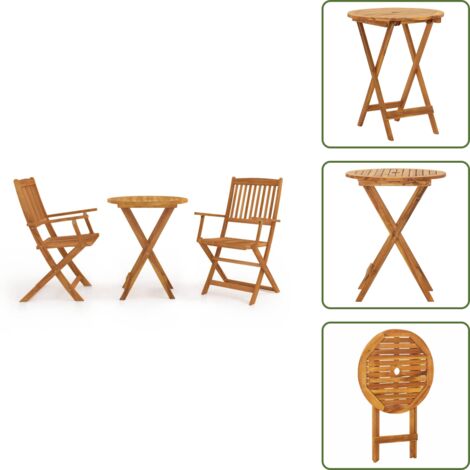 Legno di acacia - vidaXL Set da Bistrot 3 pz Pieghevole in Legno Massello di Acacia - Mobili da giardino