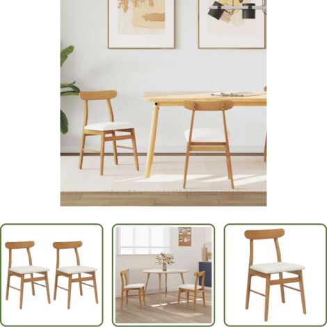 Legno di gomma -  Sedia da pranzo 2 pcs Naturale e chiaro Legno di gomma solido