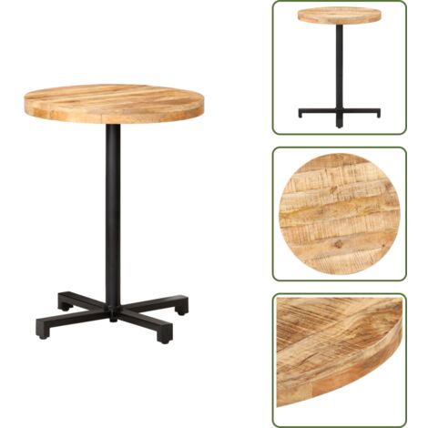 Legno di mango grezzo - vidaXL Tavolino da Bistrot Rotondo Ø60x75 cm in Legno di Mango Grezzo - Tavolo in legno naturale