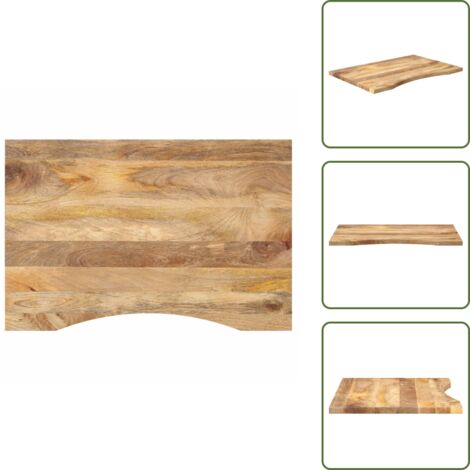 Legno di mango - vidaXL Piano Scrivania con Curva 80x60x2,5 cm Massello Grezzo di Mango - Tavolo da pranzo